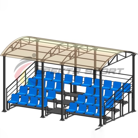 Купить Трибуна для зрителей 4 ряда на 34 места с навесом и перилами в Сухойлоге 